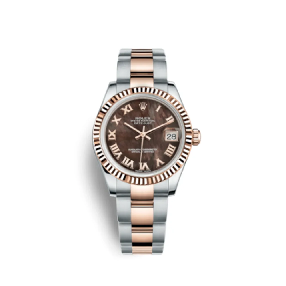 Rolex Datejust 31 Rolesor Everose Fluted / Oyster / Black MOP Roman