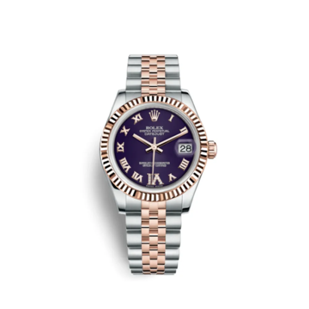 Rolex Datejust 31 Rolesor Everose Fluted / Jubilee / Purple Roman