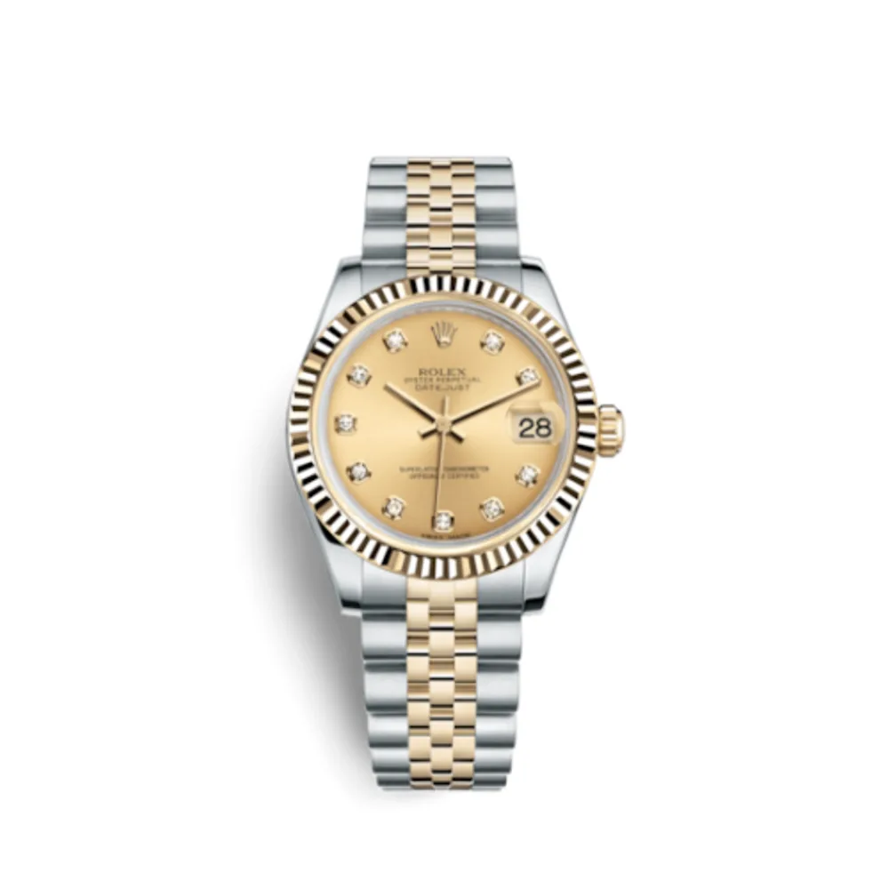 Rolex Datejust 31 Rolesor Yellow Fluted / Jubilee / Champagne Diamond