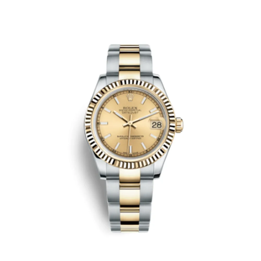 Rolex Datejust 31 Rolesor Yellow Fluted / Oyster / Champagne