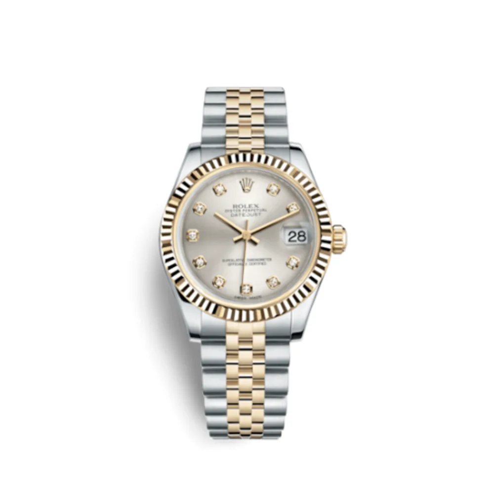 Rolex Datejust 31 Rolesor Yellow Fluted / Jubilee / Silver Diamond