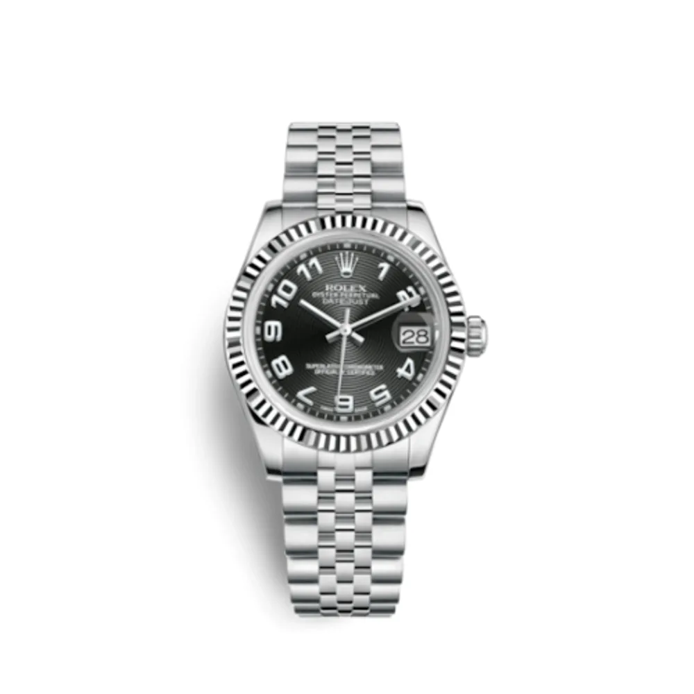 Rolex Datejust 31 Stainless Steel Fluted / Jubilee / Black - Arabic
