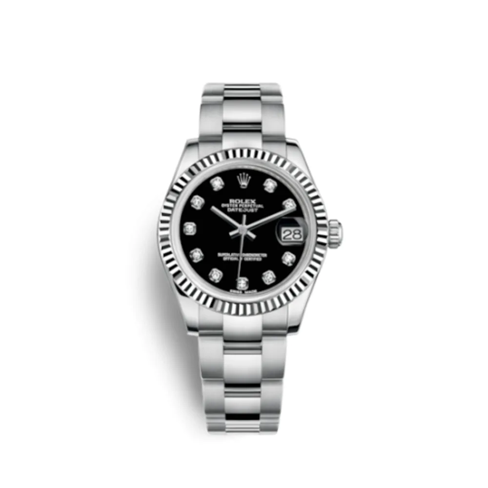 Rolex Datejust 31 Stainless Steel Fluted / Oyster / Black - Diamond