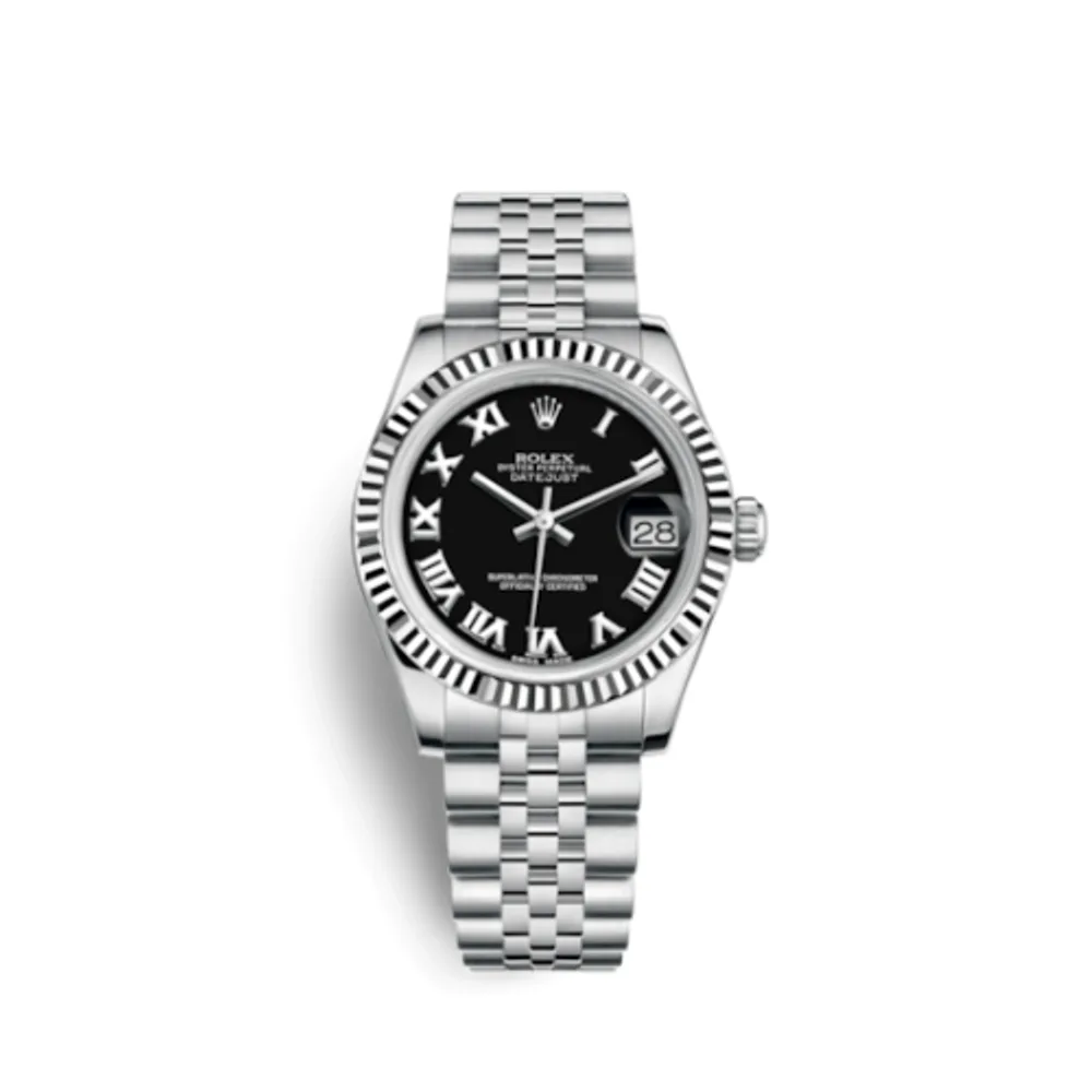 Rolex Datejust 31 Stainless Steel Fluted / Jubilee / Black - Roman