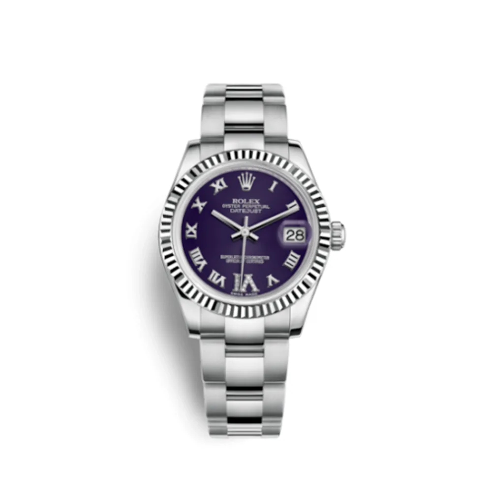 Rolex Datejust 31 Stainless Steel Fluted / Oyster / Purple - Roman