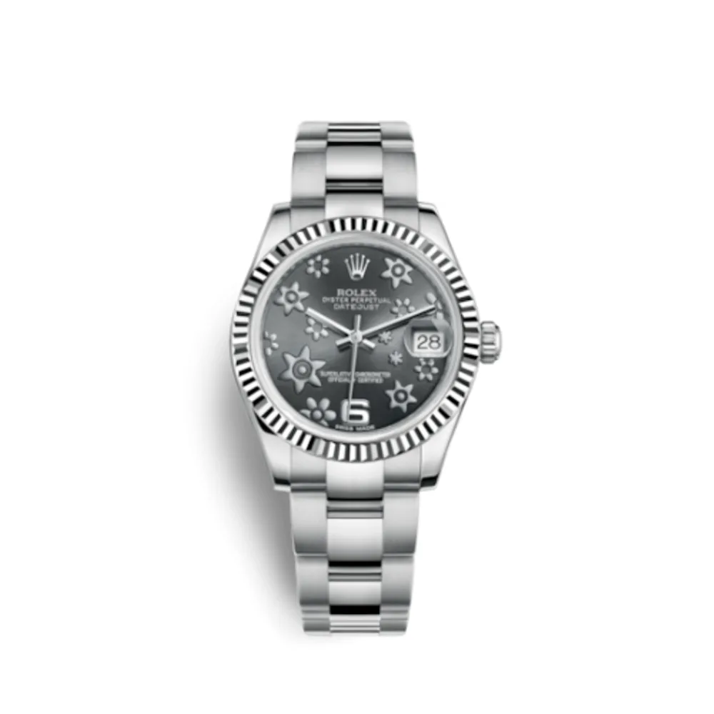 Rolex Datejust 31 Stainless Steel Fluted / Oyster / Dark Rhodium Floral