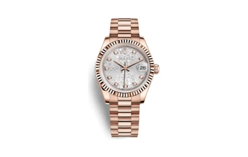 Rolex Datejust 31 Everose Fluted / President / Silver Computer