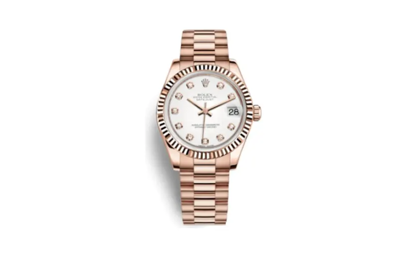 Rolex Datejust 31 Everose Fluted / President / White Diamonds
