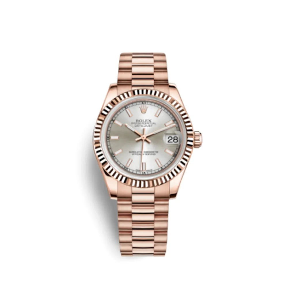 Rolex Datejust 31 Everose Fluted / President / Silver