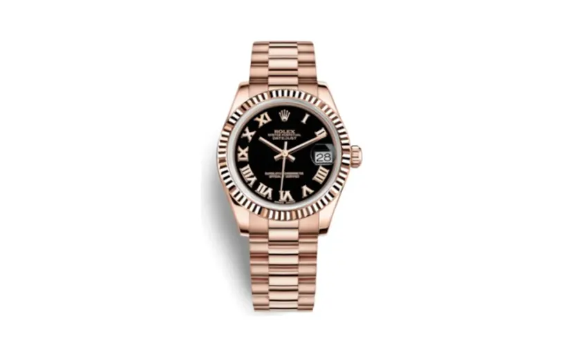 Rolex Datejust 31 Everose Fluted / President / Black Roman