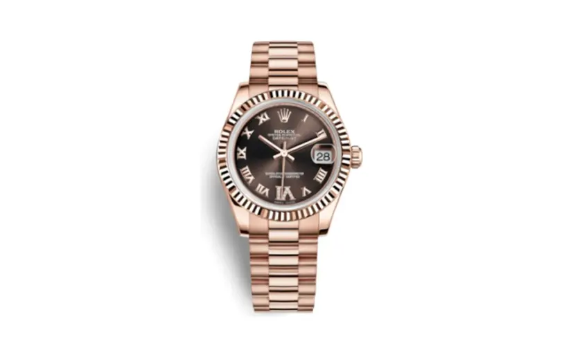 Rolex Datejust 31 Everose Fluted / President / Chocolate Roman
