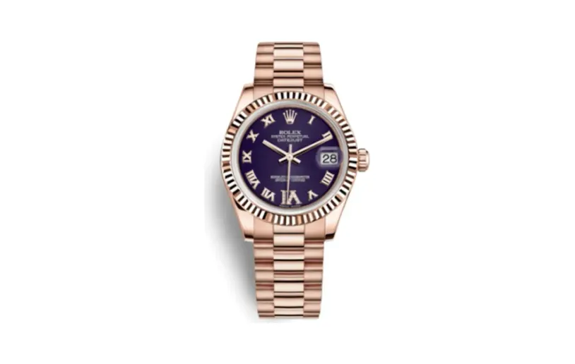 Rolex Datejust 31 Everose Fluted / President / Purple Roman