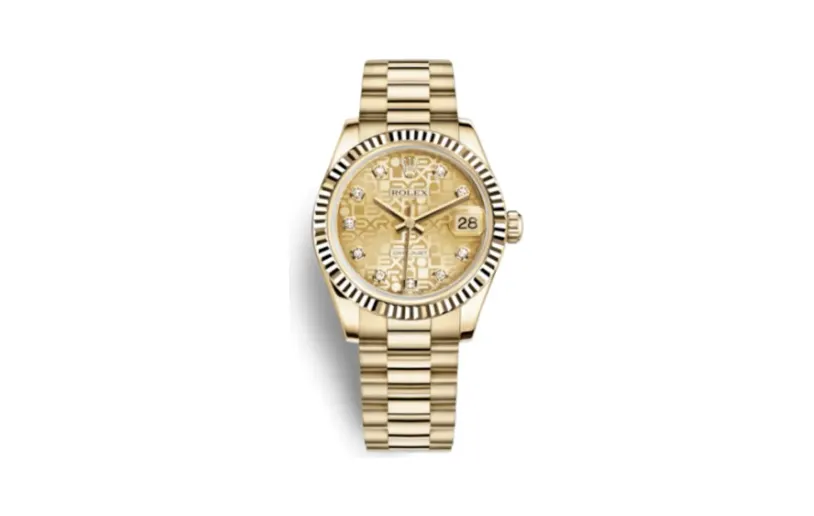 Rolex Datejust 31 Yellow Gold Fluted / President / Champagne Computer