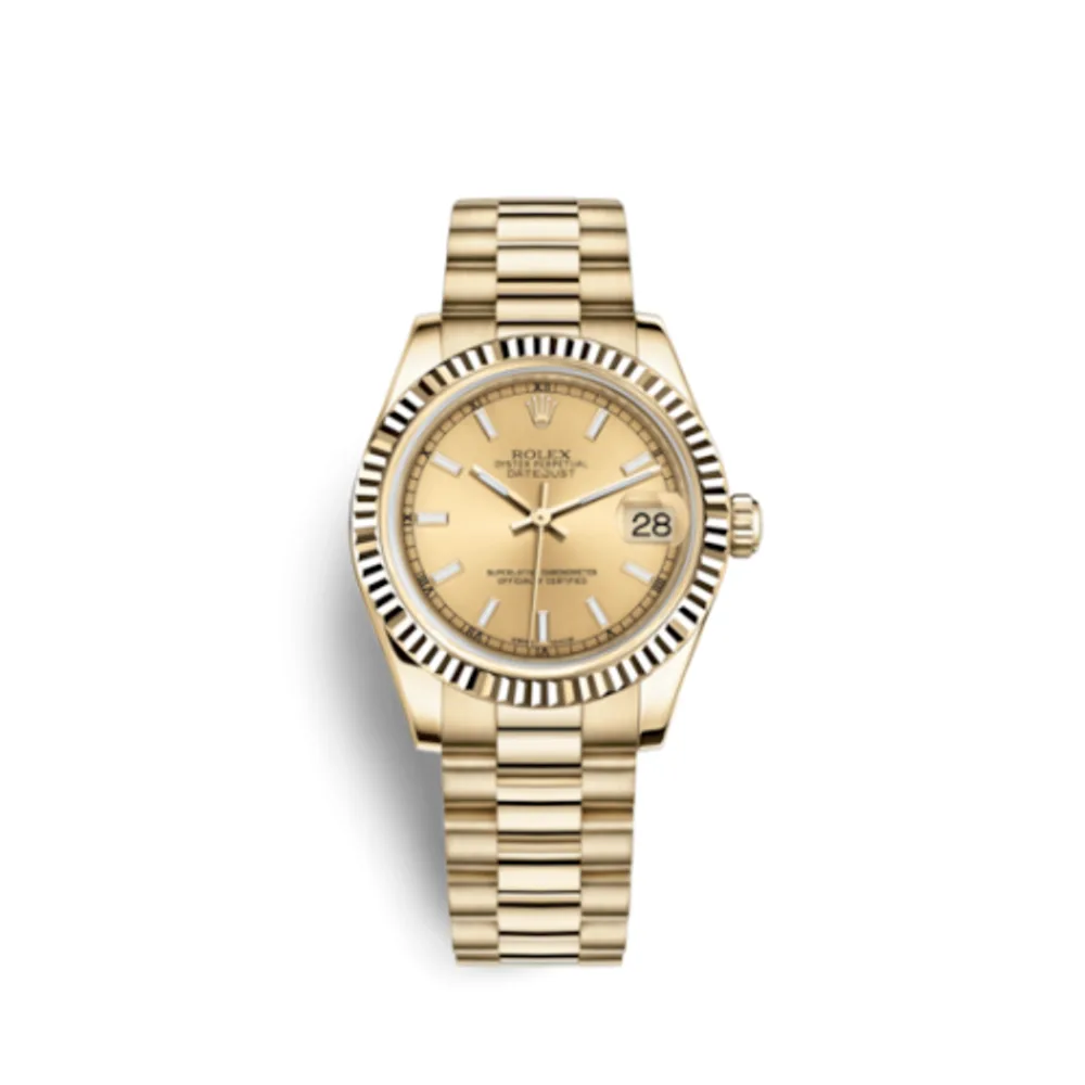 Rolex Datejust 31 Yellow Gold Fluted / President / Champagne