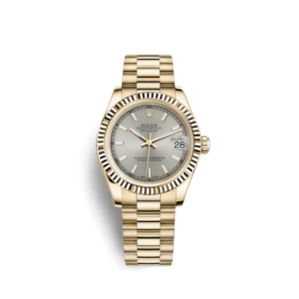 Rolex Datejust 31 Yellow Gold Fluted / President / Silver