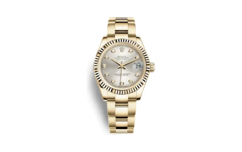 Rolex Datejust 31 Yellow Gold Fluted / Oyster / Silver Diamond