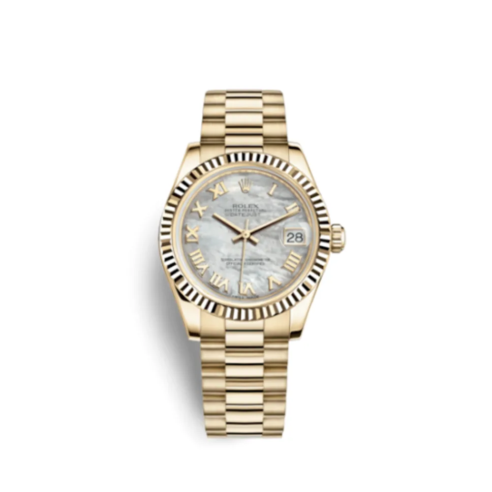 Rolex Datejust 31 Yellow Gold Fluted / President / MOP Roman