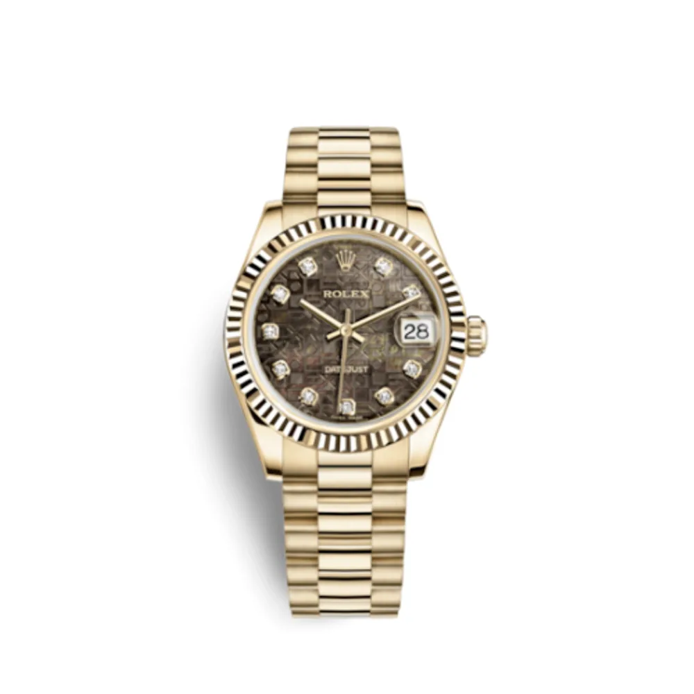 Rolex Datejust 31 Yellow Gold Fluted / President / Black MOP Computer