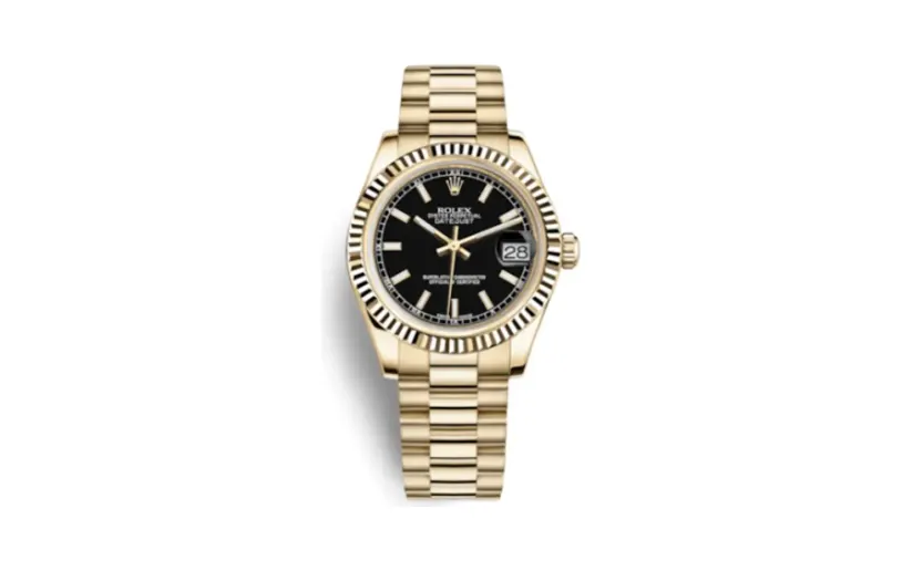 Rolex Datejust 31 Yellow Gold Fluted / President / Black