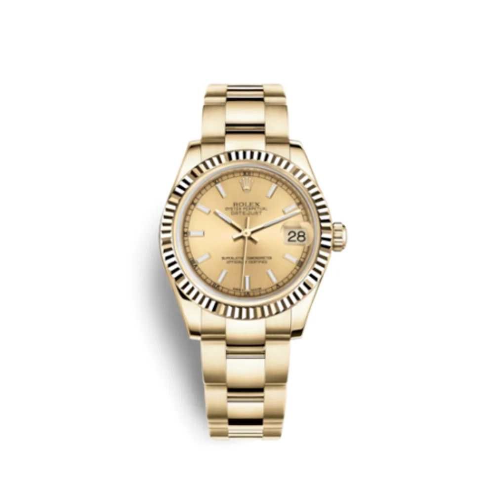 Rolex Datejust 31 Yellow Gold Fluted / Oyster / Champagne