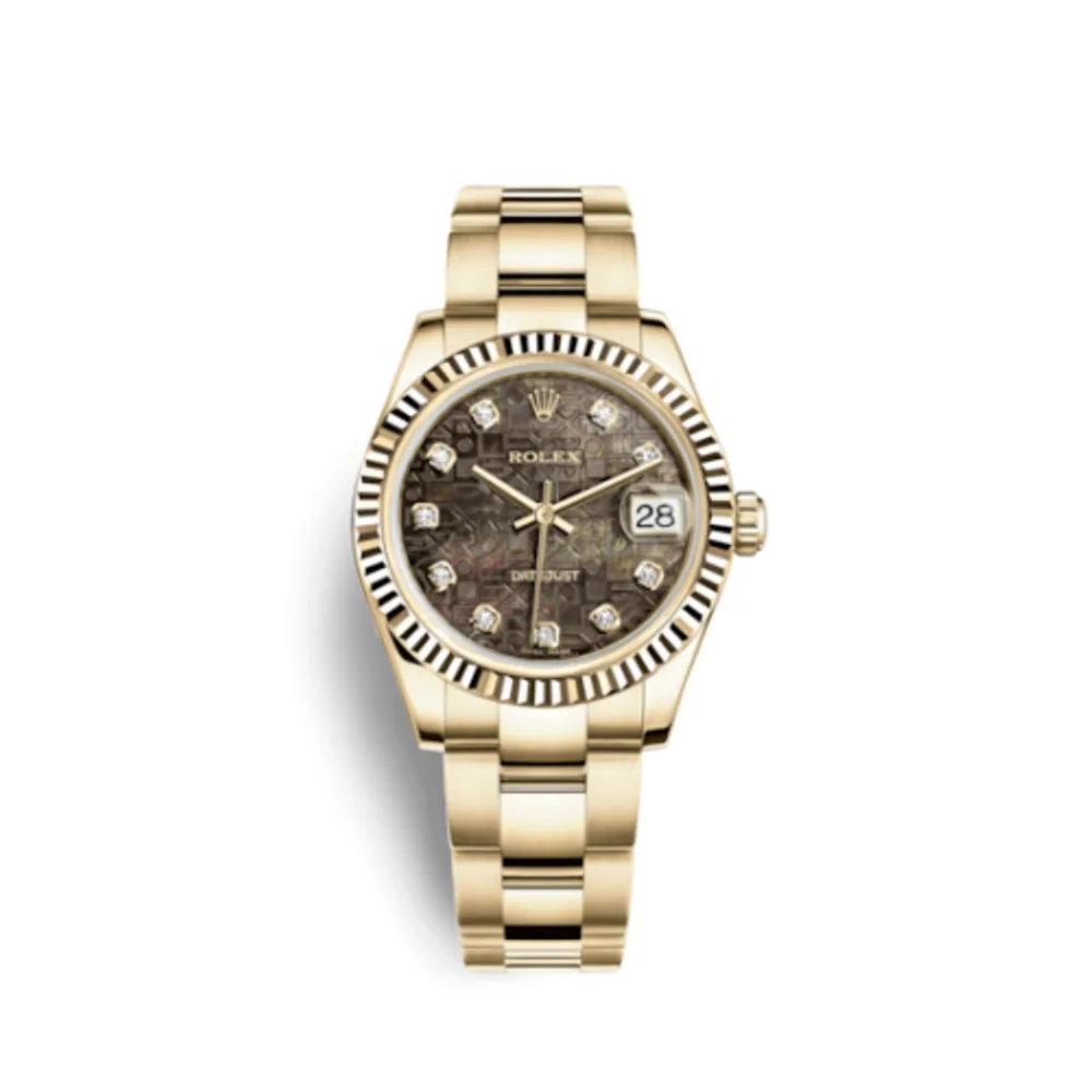 Rolex Datejust 31 Yellow Gold Fluted / Oyster / Black MOP Computer