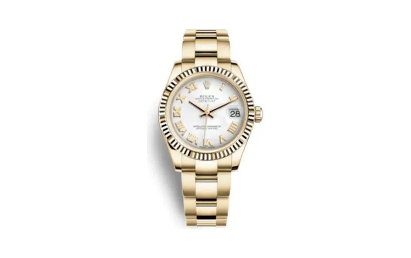 Rolex Datejust 31 Yellow Gold Fluted / Oyster / White Roman