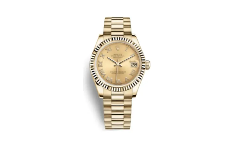 Rolex Datejust 31 Yellow Gold Fluted / President / Champagne Roman