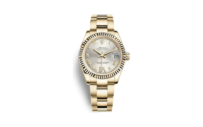 Rolex Datejust 31 Yellow Gold Fluted / Oyster / Silver Roman