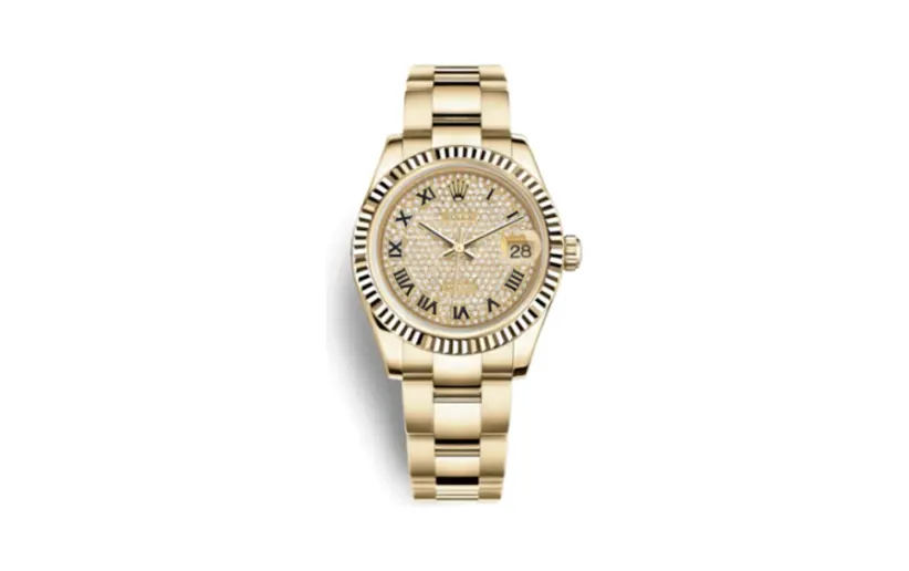 Rolex Datejust 31 Yellow Gold Fluted / Oyster / Paved Roman
