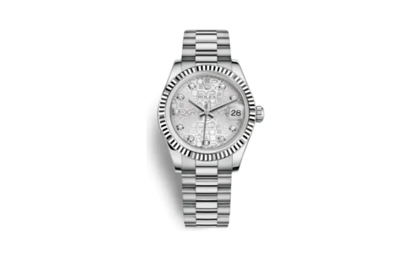 Rolex Datejust 31 White Gold Fluted / President / Silver Computer