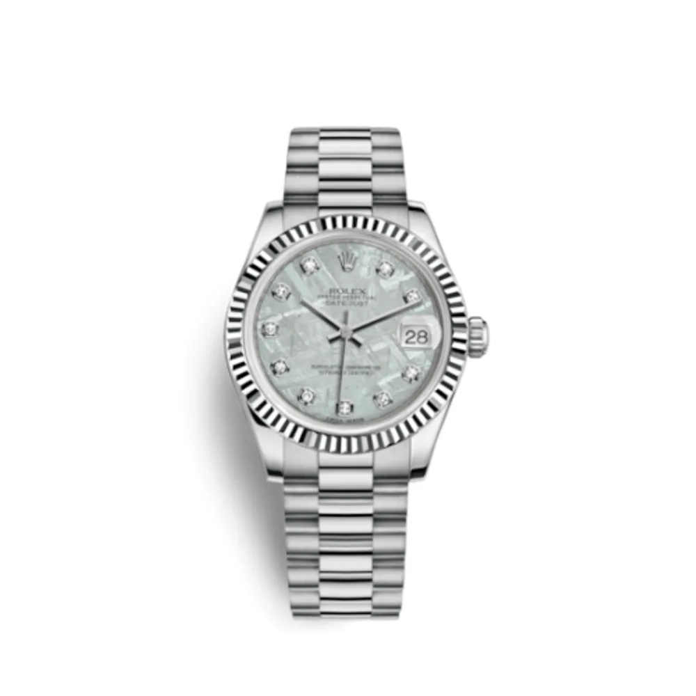 Rolex Datejust 31 White Gold Fluted / President / Meteorite