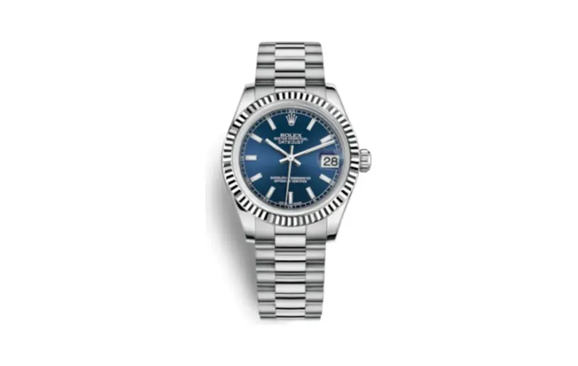 Rolex Datejust 31 White Gold Fluted / President / Blue