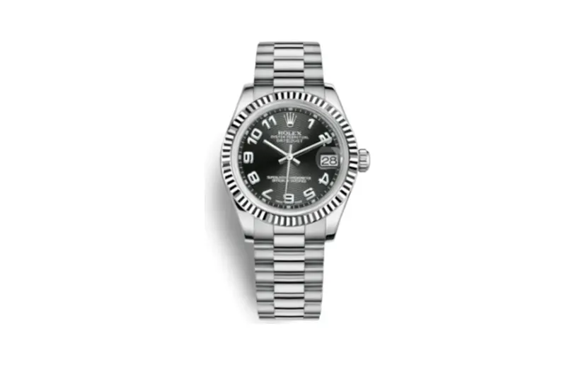 Rolex Datejust 31 White Gold Fluted / President / Black Arabic