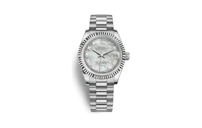 Rolex Datejust 31 White Gold Fluted / President / MOP Roman