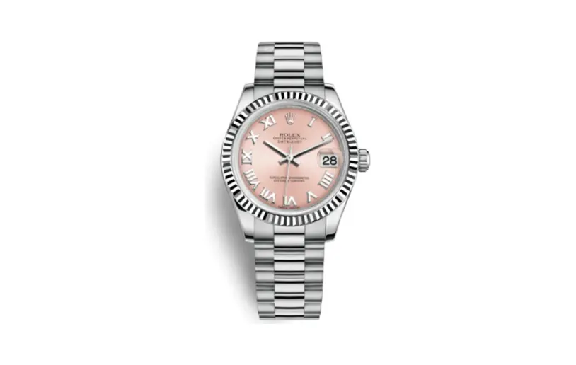 Rolex Datejust 31 White Gold Fluted / President / Pink Roman
