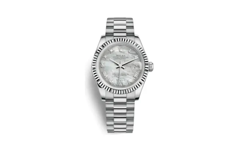 Rolex Datejust 31 White Gold Fluted / President / MOP Roman