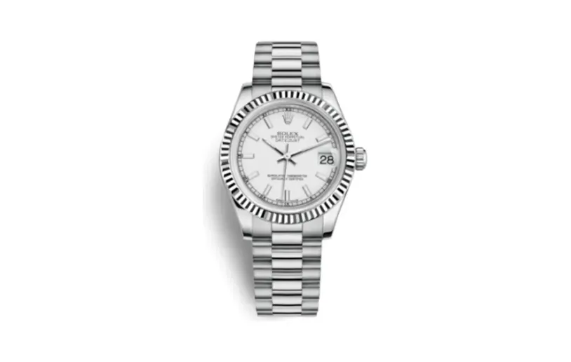 Rolex Datejust 31 White Gold Fluted / President / White