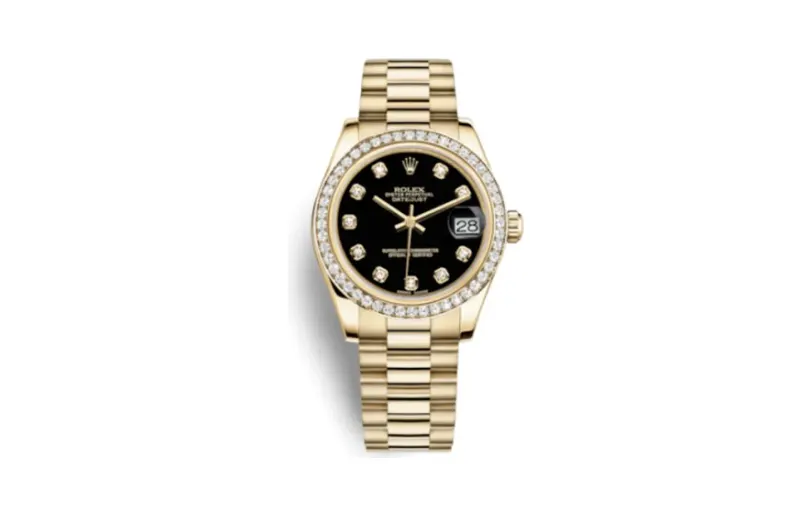 Rolex Datejust 31 Yellow Gold Diamond / President / Black Diamond