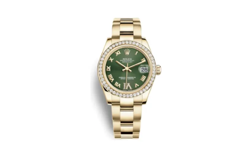 Rolex Datejust 31 Yellow Gold Diamond / Oyster / Olive Roman