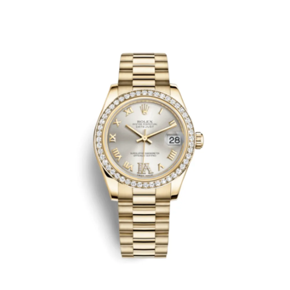 Rolex Datejust 31 Yellow Gold Diamond / President / Silver Roman