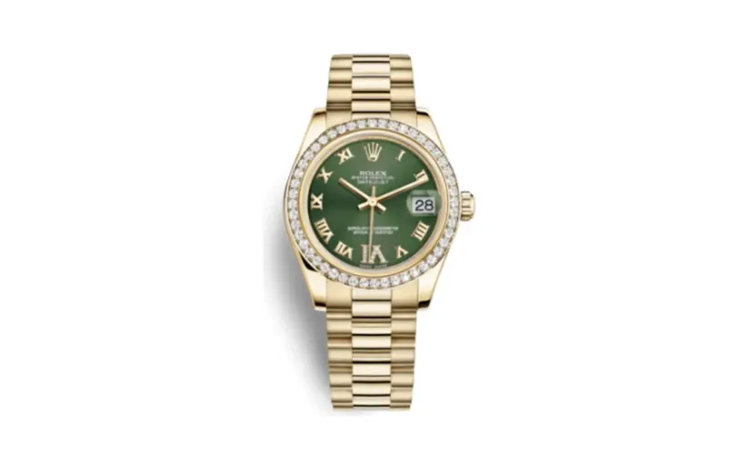 Rolex Datejust 31 Yellow Gold Diamond / President / Olive Roman