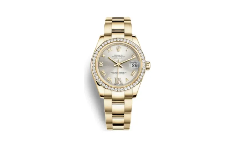 Rolex Datejust 31 Yellow Gold Diamond / Oyster / Silver Roman