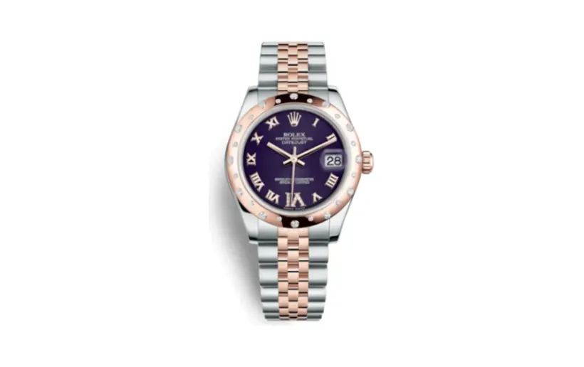 Rolex Datejust 31 Rolesor Everose Domed Diamond / Jubilee / Purple Roman
