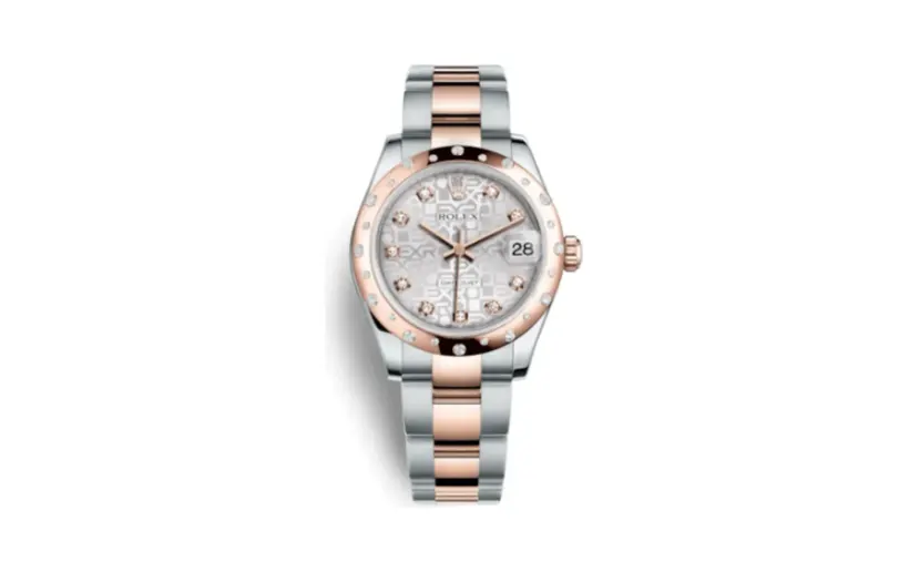 Rolex Datejust 31 Rolesor Everose Domed Diamond / Oyster / Silver Computer