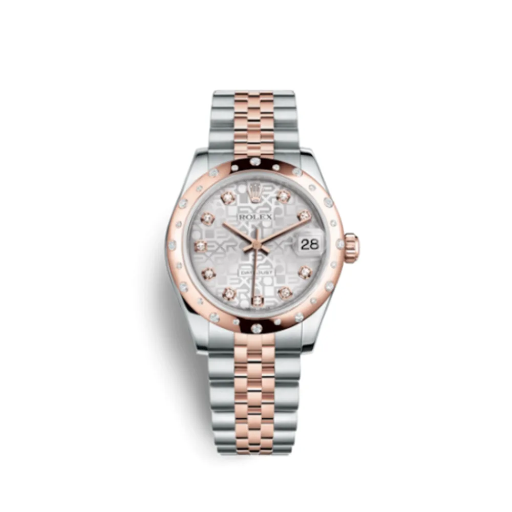 Rolex Datejust 31 Rolesor Everose Domed Diamond / Jubilee / Silver Computer