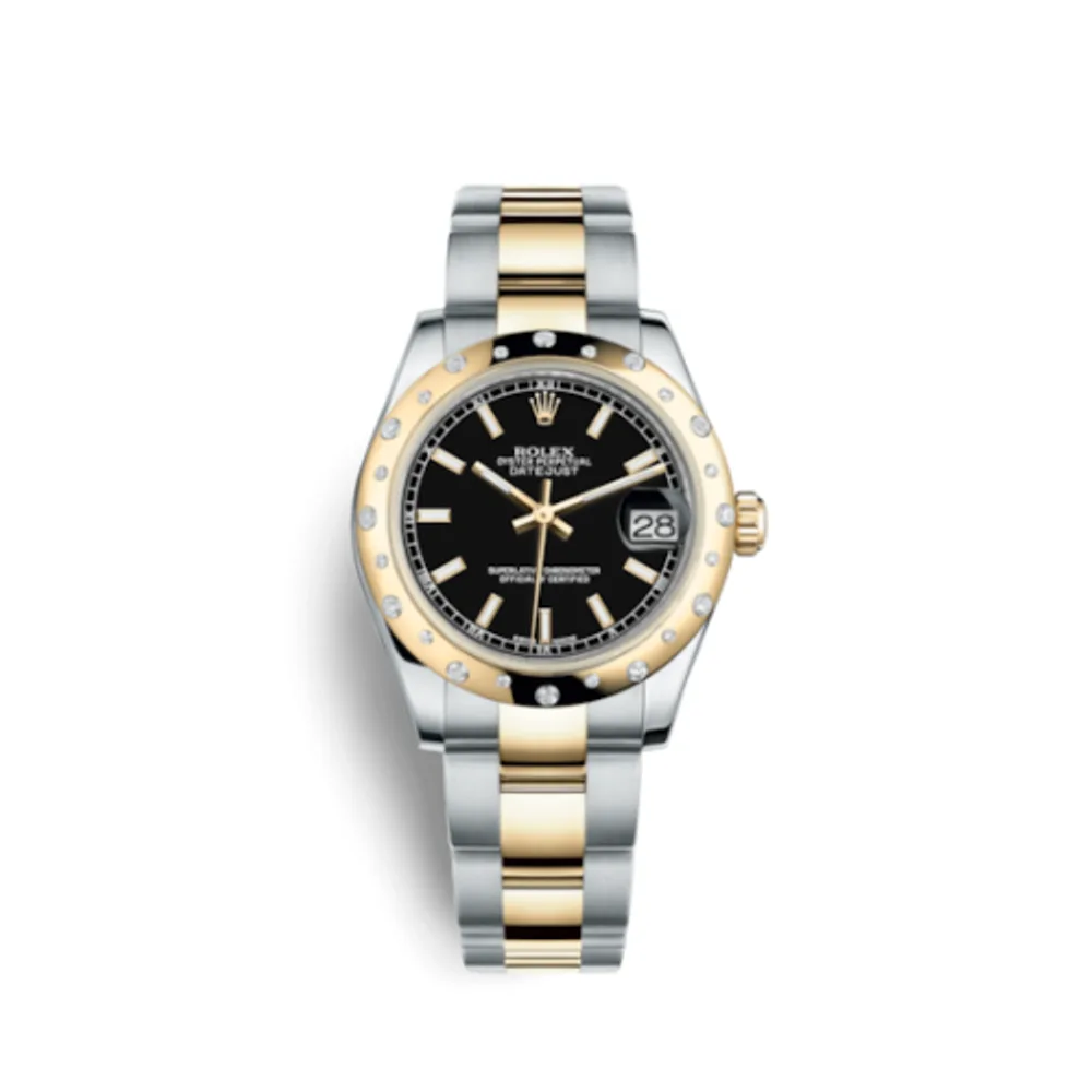 Rolex Datejust 31 Rolesor Yellow Domed Diamond / Oyster / Black