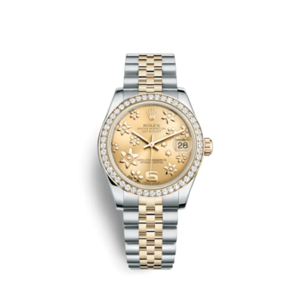 Rolex Datejust 31 Rolesor Yellow Diamond / Jubilee / Champagne Floral