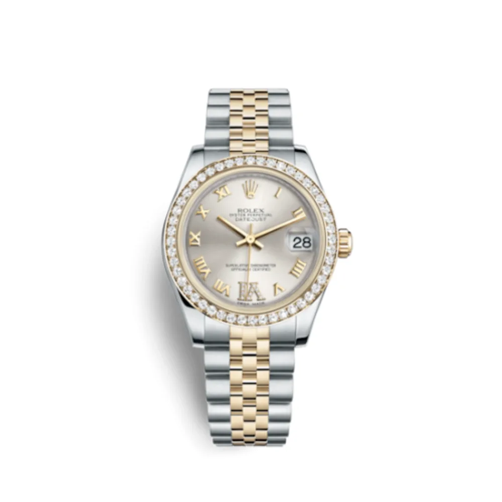 Rolex Datejust 31 Rolesor Yellow Diamond / Jubilee / Silver Roman