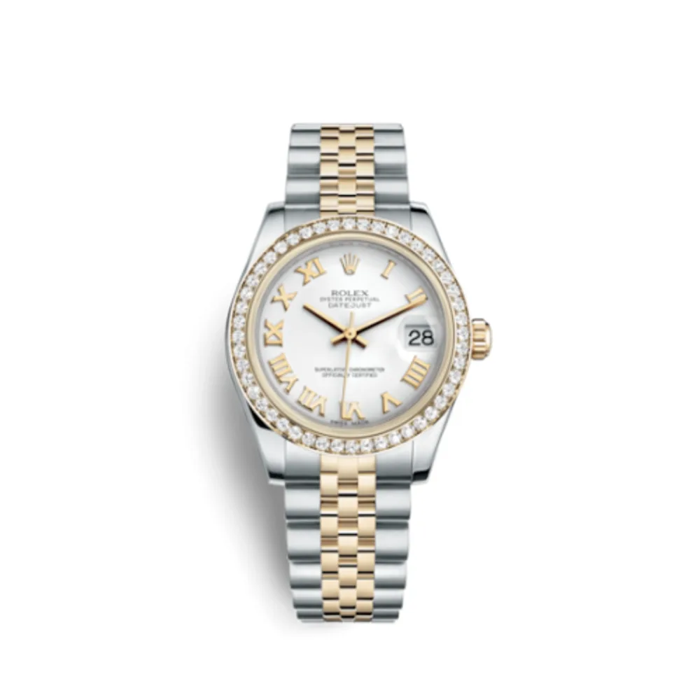 Rolex Datejust 31 Rolesor Yellow Diamond / Jubilee / White Roman