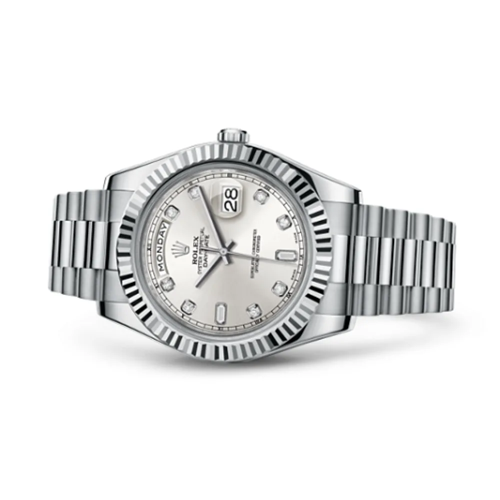 Rolex Day-Date II White Gold Silver Diamonds